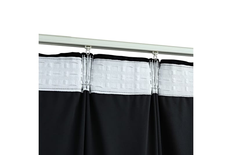 Lystette gardiner med kroker 2 stk fløyel svart 140x225 cm - Tekstiler - Gardiner - Mørkleggingsgardin