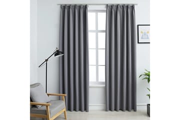 Lystette gardiner med kroker 2 stk grå 140x245 cm - Tekstiler - Gardiner - Mørkleggingsgardin