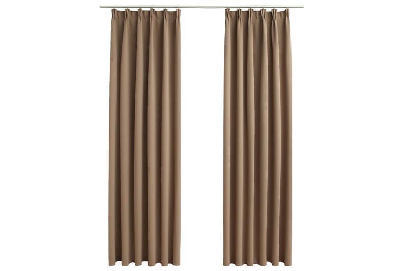 Lystette gardiner med kroker 2 stk gråbrun 140x175 cm - Tekstiler - Gardiner - Mørkleggingsgardin