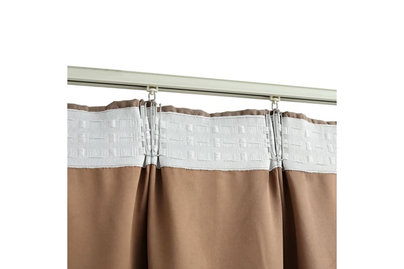 Lystette gardiner med kroker 2 stk gråbrun 140x225 cm - Tekstiler - Gardiner - Mørkleggingsgardin