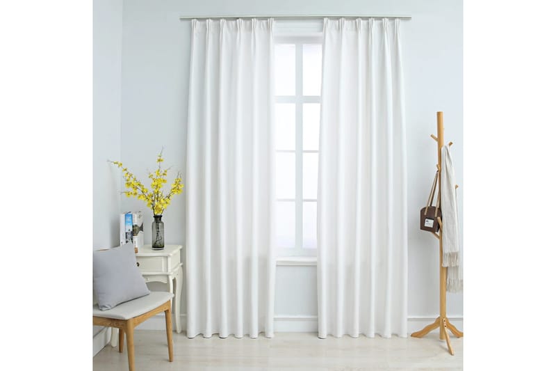 Lystette gardiner med kroker 2 stk offwhite 140x225 cm - Tekstiler - Gardiner - Mørkleggingsgardin
