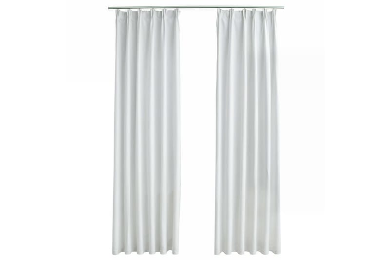 Lystette gardiner med kroker 2 stk offwhite 140x225 cm - Tekstiler - Gardiner - Mørkleggingsgardin