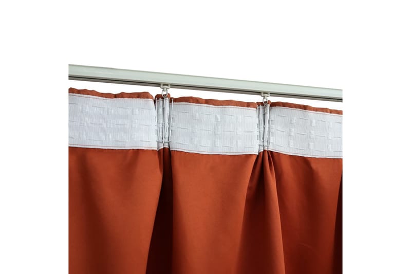 Lystette gardiner med kroker 2 stk rust 140x225 cm - Tekstiler - Gardiner - Mørkleggingsgardin