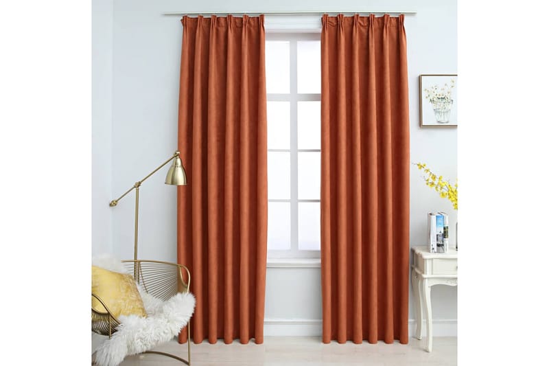 Lystette gardiner med kroker 2 stk rust 140x225 cm - Tekstiler - Gardiner - Mørkleggingsgardin