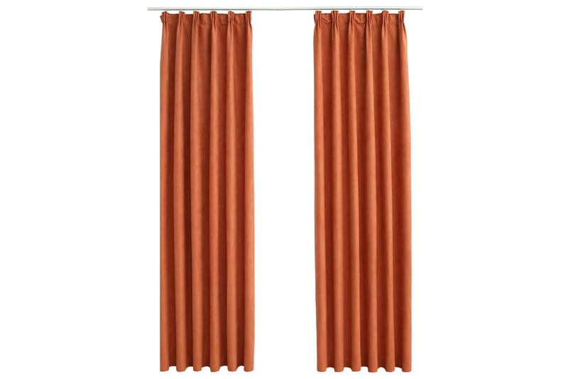 Lystette gardiner med kroker 2 stk rust 140x225 cm - Tekstiler - Gardiner - Mørkleggingsgardin