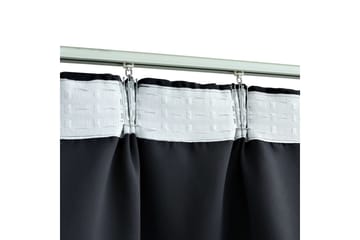 Lystette gardiner med kroker 2 stk svart 140x245 cm - Tekstiler - Gardiner - Mørkleggingsgardin
