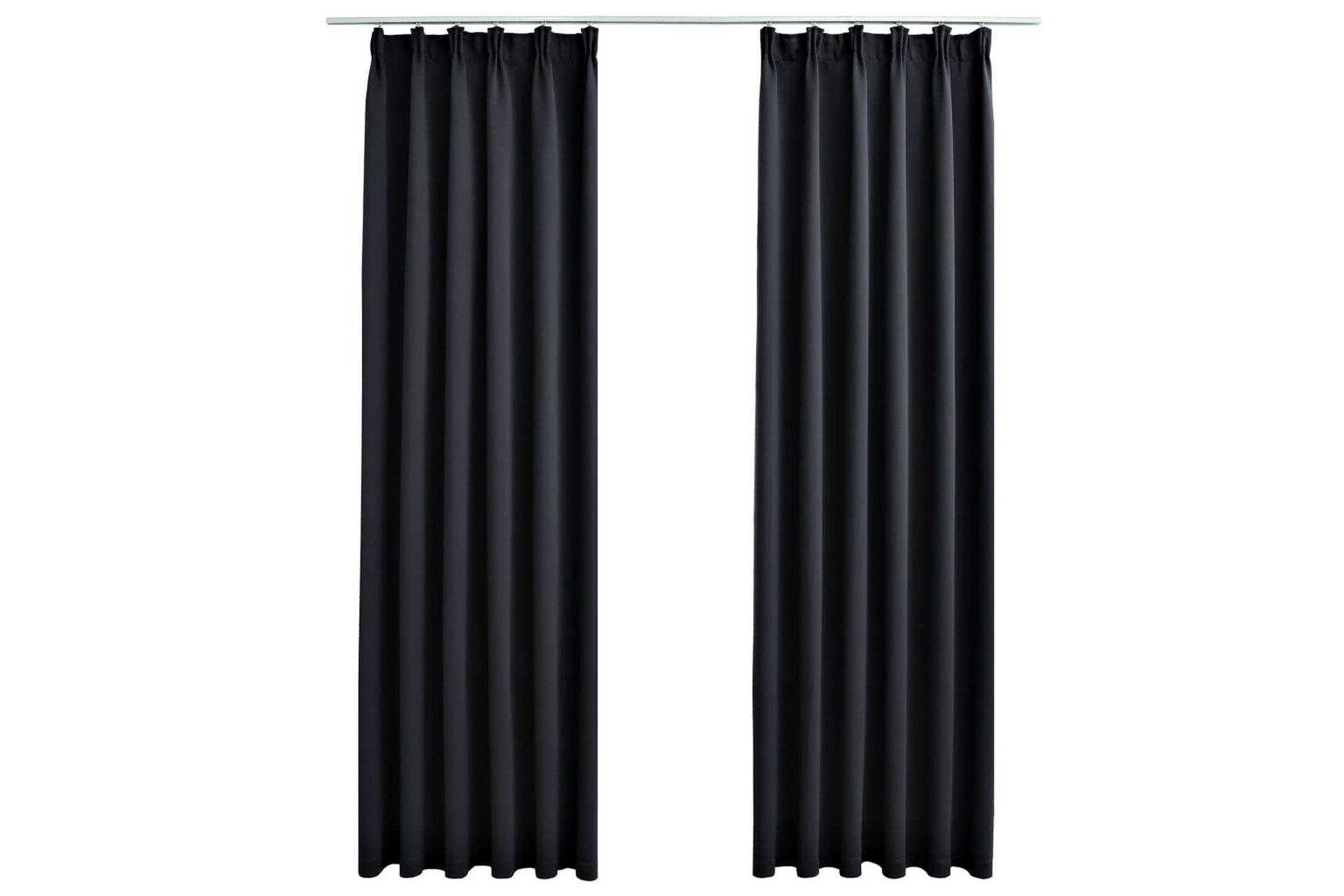 Lystette gardiner med kroker 2 stk svart 140x245 cm - Tekstiler - Gardiner - Mørkleggingsgardin