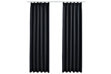 Lystette gardiner med kroker 2 stk svart 140x245 cm - Tekstiler - Gardiner - Mørkleggingsgardin
