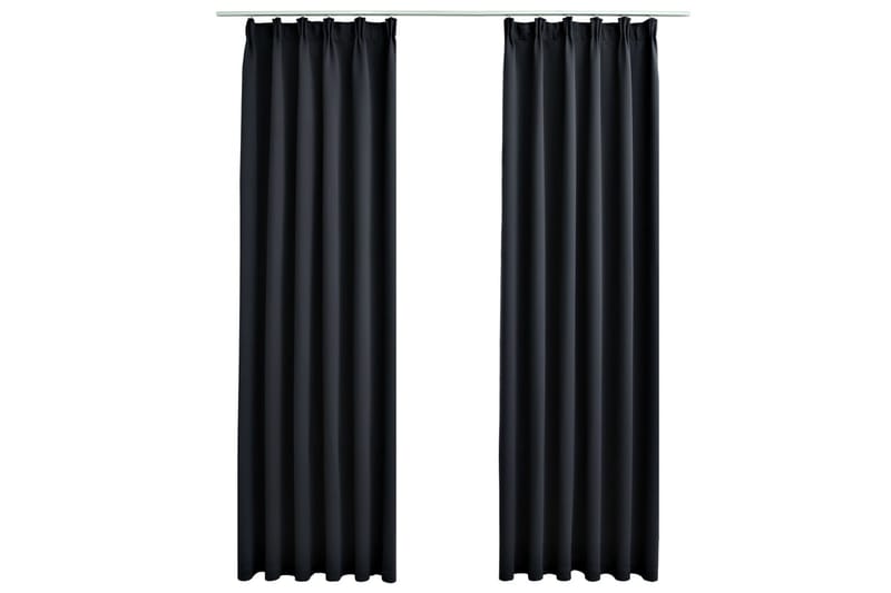 Lystette gardiner med kroker 2 stk svart 140x245 cm - Tekstiler - Gardiner - Mørkleggingsgardin