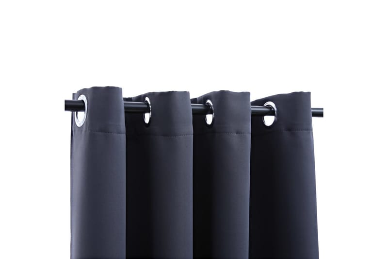 Lystette gardiner med metallringer 2 stk antrasitt 140x225cm - Tekstiler - Gardiner - Mørkleggingsgardin