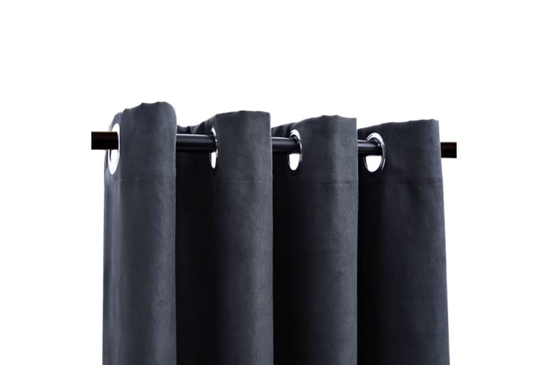 Lystette gardiner med metallringer 2 stk antrasitt 140x225cm - Tekstiler - Gardiner - Mørkleggingsgardin