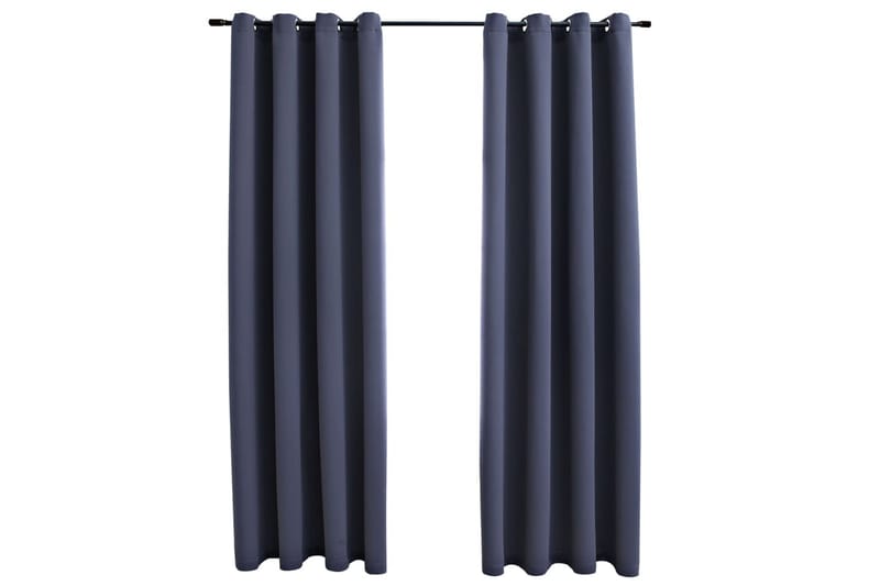 Lystette gardiner med metallringer 2 stk antrasitt 140x245cm - Tekstiler - Gardiner - Mørkleggingsgardin