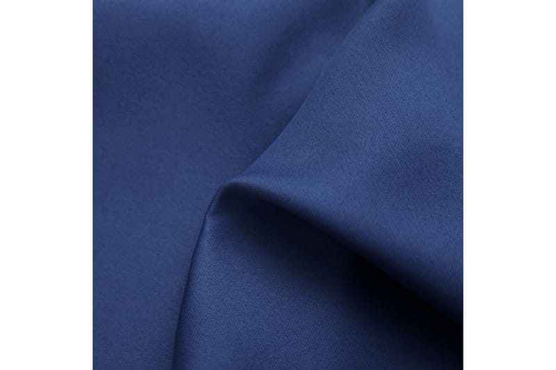 Lystette gardiner med metallringer 2 stk blå 140x175 cm - Mørkleggingsgardin