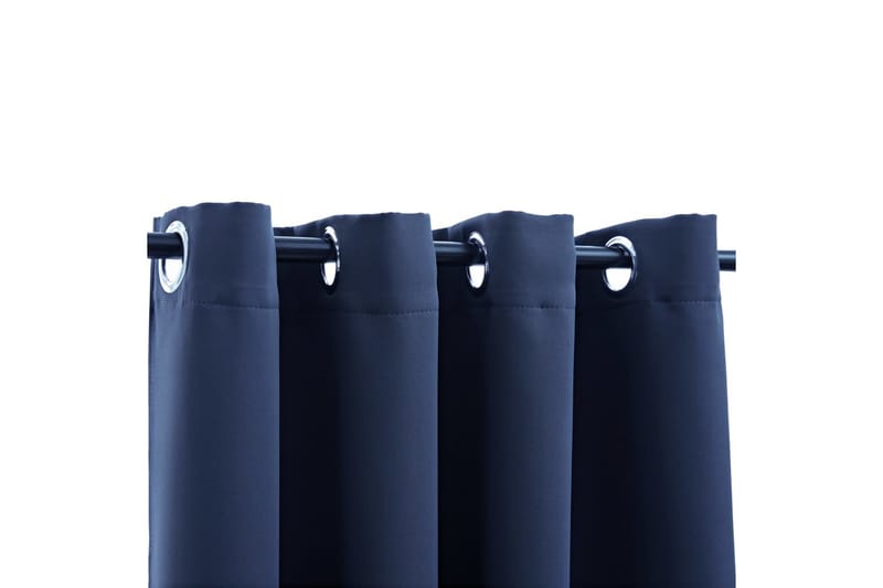 Lystette gardiner med metallringer 2 stk blå 140x175 cm - Mørkleggingsgardin