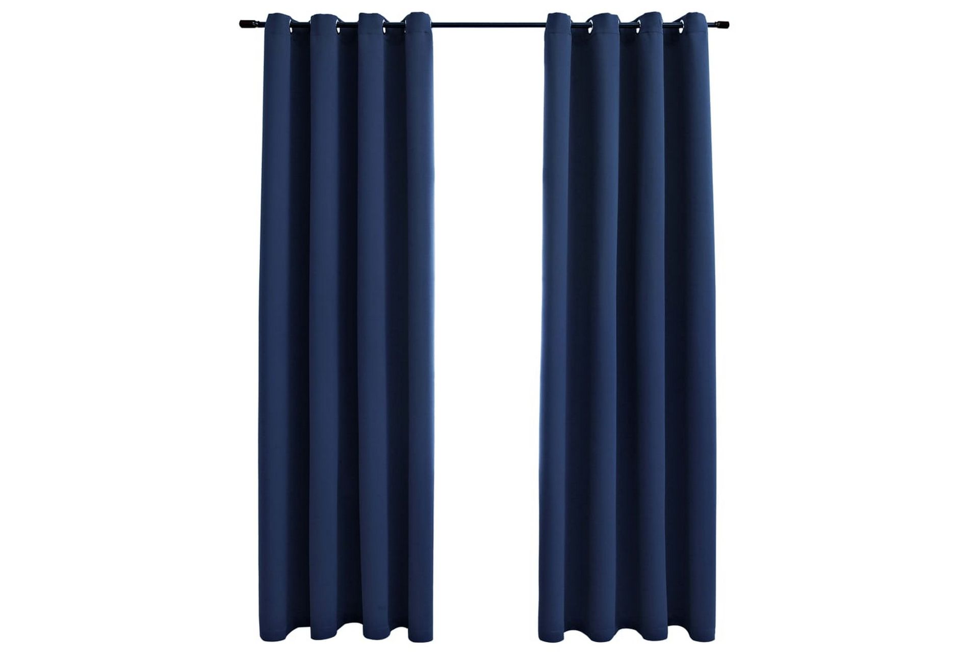 Lystette gardiner med metallringer 2 stk blå 140x175 cm - Tekstiler - Gardiner - Mørkleggingsgardin