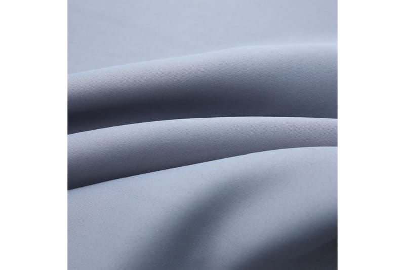 Lystette gardiner med metallringer 2 stk grå 140x225 cm - Tekstiler - Gardiner - Mørkleggingsgardin