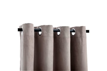 Lystette gardiner med metallringer 2 stk gråbrun 140x175 cm - Tekstiler - Gardiner - Mørkleggingsgardin