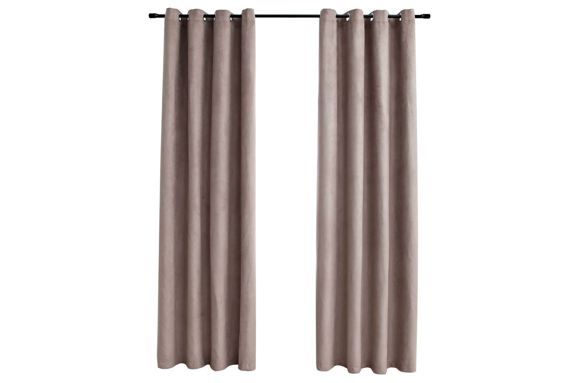 Lystette gardiner med metallringer 2 stk gråbrun 140x175 cm - Tekstiler - Gardiner - Mørkleggingsgardin