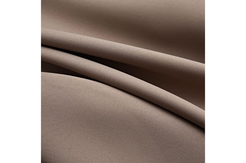 Lystette gardiner med metallringer 2 stk gråbrun 140x175 cm - Mørkleggingsgardin