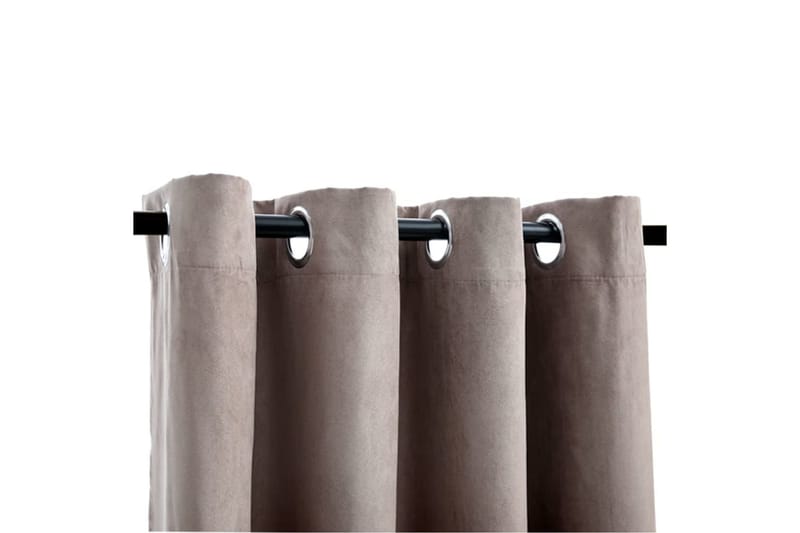 Lystette gardiner med metallringer 2 stk gråbrun 140x225 cm - Tekstiler - Gardiner - Mørkleggingsgardin