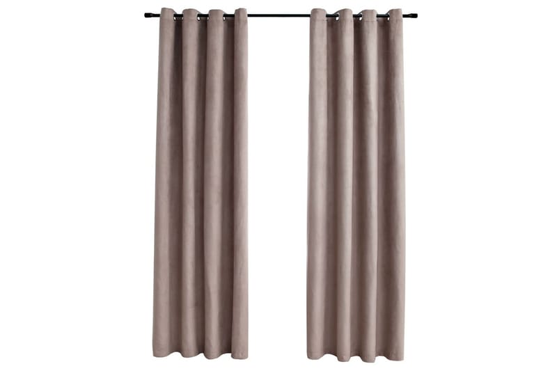 Lystette gardiner med metallringer 2 stk gråbrun 140x225 cm - Tekstiler - Gardiner - Mørkleggingsgardin