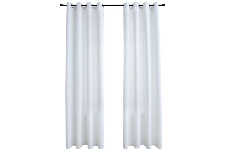 Lystette gardiner med metallringer 2 stk offwhite 140x245cm - Tekstiler - Gardiner - Mørkleggingsgardin