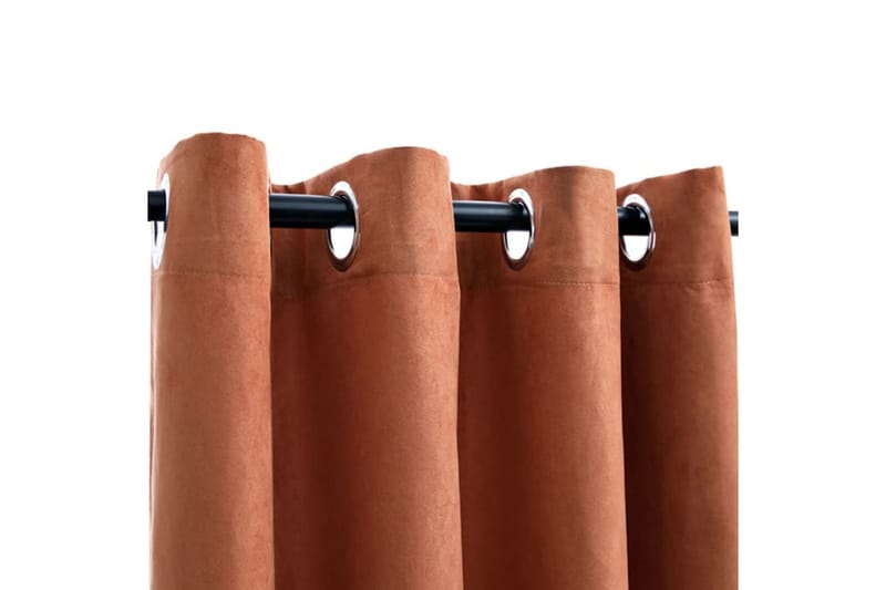 Lystette gardiner med metallringer 2 stk rust 140x175 cm - Tekstiler - Gardiner - Mørkleggingsgardin