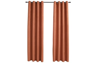 Lystette gardiner med metallringer 2 stk rust 140x245 cm - Tekstiler - Gardiner - Mørkleggingsgardin
