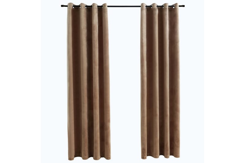 Lystette gardiner med ringer 2 stk fløyel beige 140x225 cm - Tekstiler - Gardiner - Mørkleggingsgardin