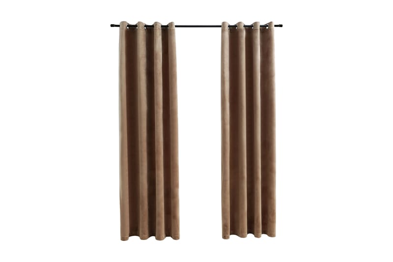 Lystette gardiner med ringer 2 stk fløyel beige 140x245 cm - Tekstiler - Gardiner - Mørkleggingsgardin