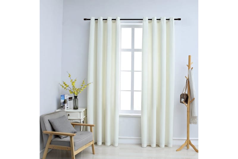 Lystette gardiner med ringer 2 stk fløyel kremhvit 140x225cm - Tekstiler - Gardiner - Mørkleggingsgardin