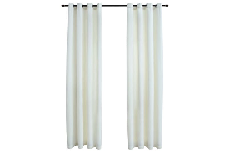 Lystette gardiner med ringer 2 stk fløyel kremhvit 140x225cm - Tekstiler - Gardiner - Mørkleggingsgardin
