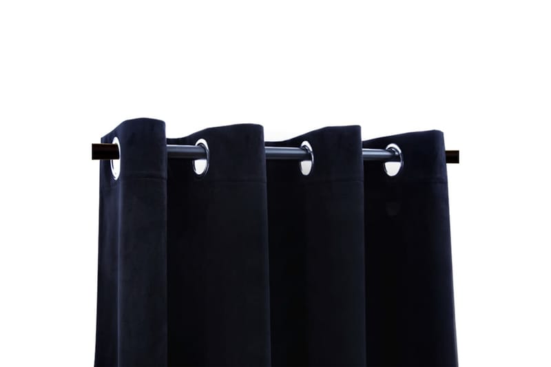 Lystette gardiner med ringer 2 stk fløyel svart 140x245 cm - Tekstiler - Gardiner - Mørkleggingsgardin