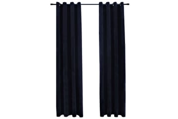 Lystette gardiner med ringer 2 stk fløyel svart 140x245 cm - Tekstiler - Gardiner - Mørkleggingsgardin