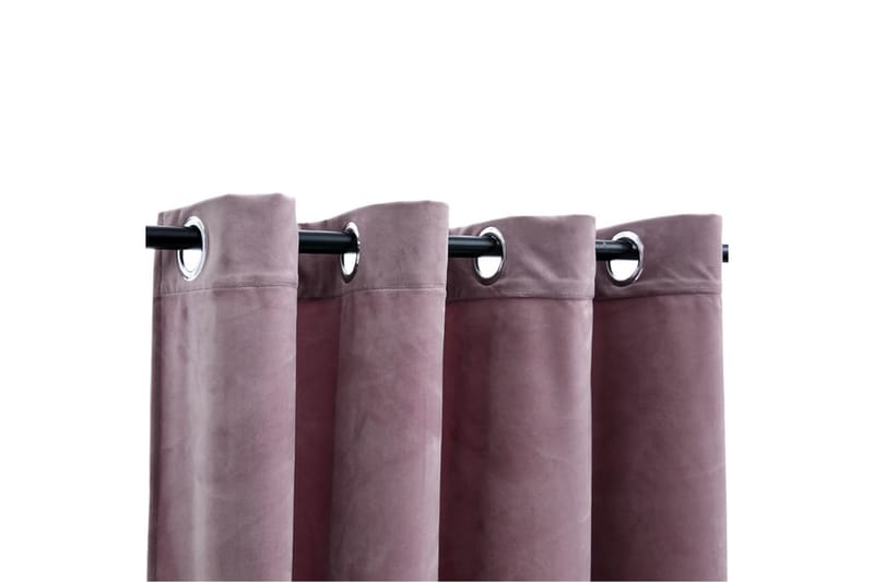 Lystette gardiner ringer 2stk fløyel antikk rosa 140x175cm - Mørkleggingsgardin