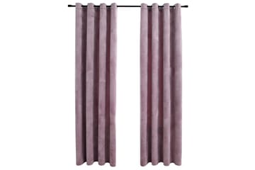 Lystette gardiner ringer 2stk fløyel antikk rosa 140x175cm - Tekstiler - Gardiner - Mørkleggingsgardin
