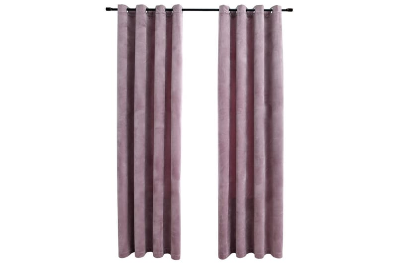 Lystette gardiner ringer 2stk fløyel antikk rosa 140x175cm - Tekstiler - Gardiner - Mørkleggingsgardin