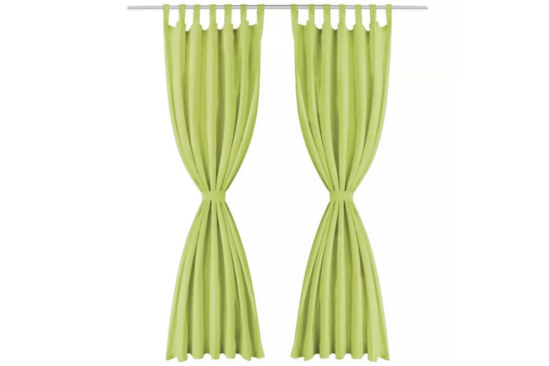Mikrosateng gardiner med hemper 2 stk 140x175 cm grønn - Grønn - Tekstiler - Gardiner - Mørkleggingsgardin