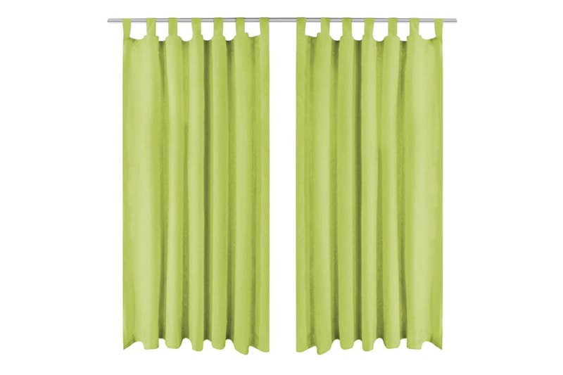 Mikrosateng gardiner med hemper 2 stk 140x175 cm grønn - Grønn - Tekstiler - Gardiner - Mørkleggingsgardin