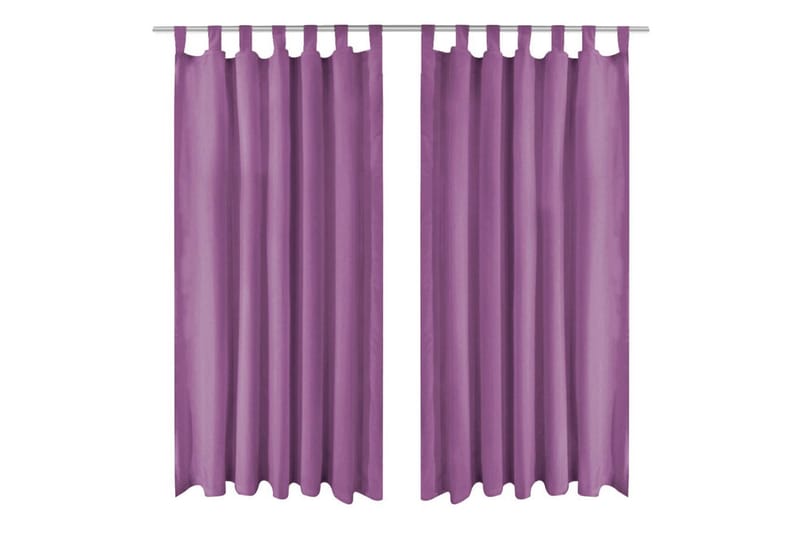Mikrosateng gardiner med hemper 2 stk 140x175 cm lilla - Lilla - Tekstiler - Gardiner - Mørkleggingsgardin