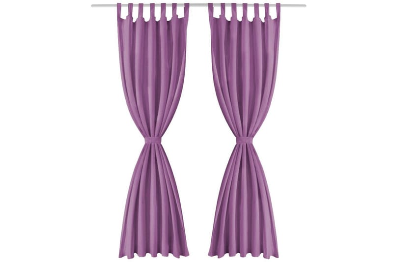 Mikrosateng gardiner med hemper 2 stk 140x175 cm lilla - Lilla - Tekstiler - Gardiner - Mørkleggingsgardin