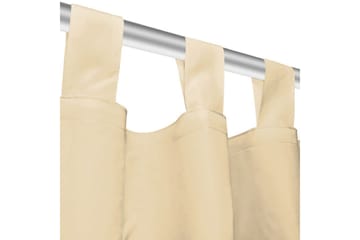 Mikrosateng gardiner med hemper 2 stk 140x225 cm beige - Beige - Tekstiler - Gardiner - Mørkleggingsgardin