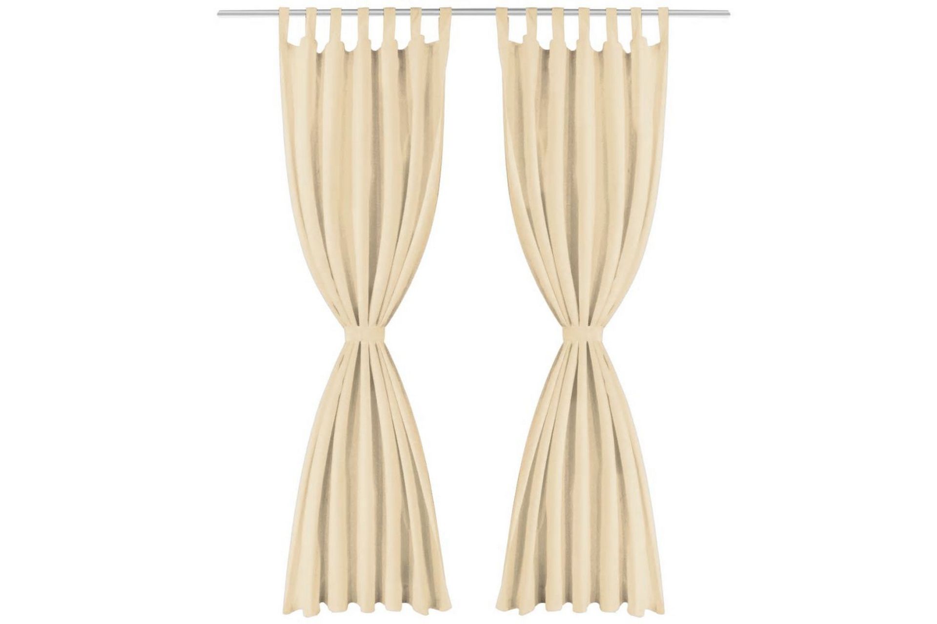 Mikrosateng gardiner med hemper 2 stk 140x225 cm beige - Beige - Tekstiler - Gardiner - Mørkleggingsgardin