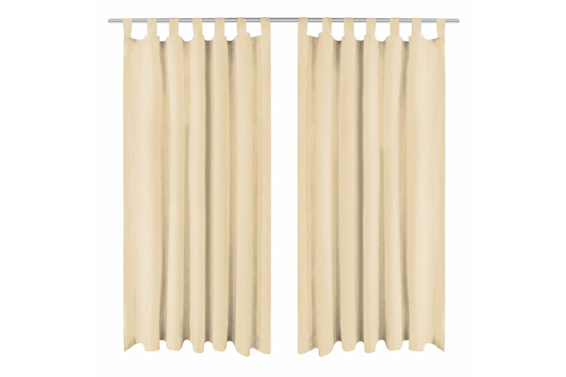 Mikrosateng gardiner med hemper 2 stk 140x225 cm beige - Beige - Tekstiler - Gardiner - Mørkleggingsgardin