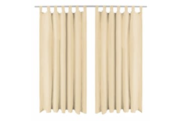 Mikrosateng gardiner med hemper 2 stk 140x225 cm beige - Beige - Tekstiler - Gardiner - Mørkleggingsgardin