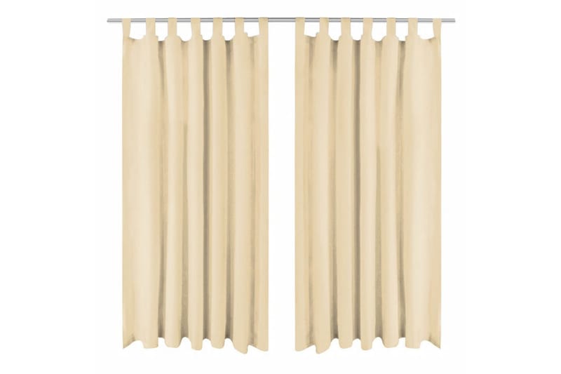 Mikrosateng gardiner med hemper 2 stk 140x225 cm beige - Beige - Mørkleggingsgardin