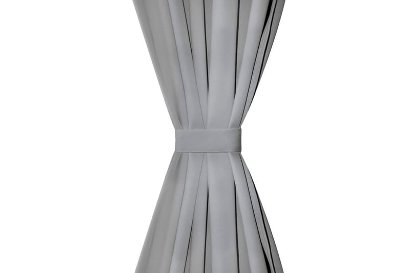 Mikrosateng gardiner med hemper 2 stk 140x225 cm grå - Grå - Tekstiler - Gardiner - Mørkleggingsgardin