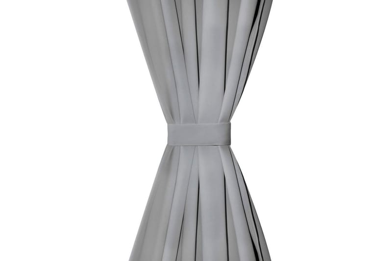 Mikrosateng gardiner med hemper 2 stk 140x225 cm grå - Grå - Mørkleggingsgardin
