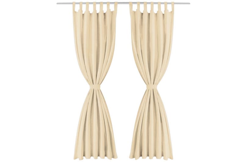 Mikrosateng gardiner med hemper 2 stk 140x245 cm beige - Beige - Tekstiler - Gardiner - Mørkleggingsgardin
