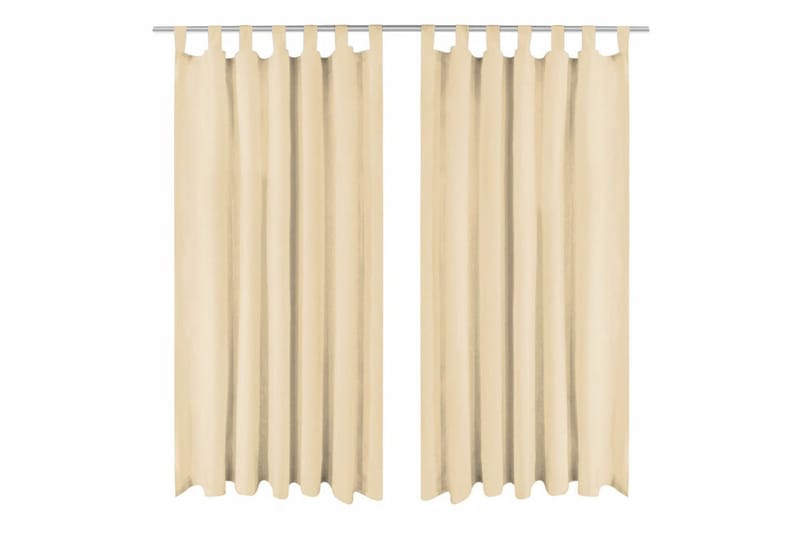 Mikrosateng gardiner med hemper 2 stk 140x245 cm beige - Beige - Tekstiler - Gardiner - Mørkleggingsgardin